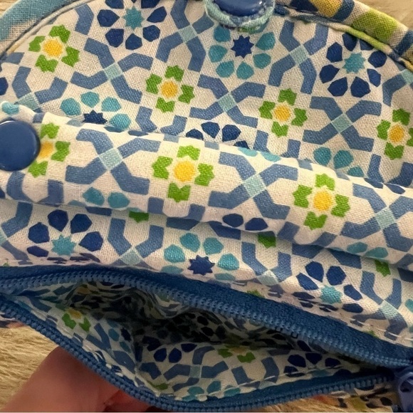 VERA BRADLEY Capri Blue Travel Jewlery Case Green Purple Paisley Semi-Circle - Picture 6 of 11